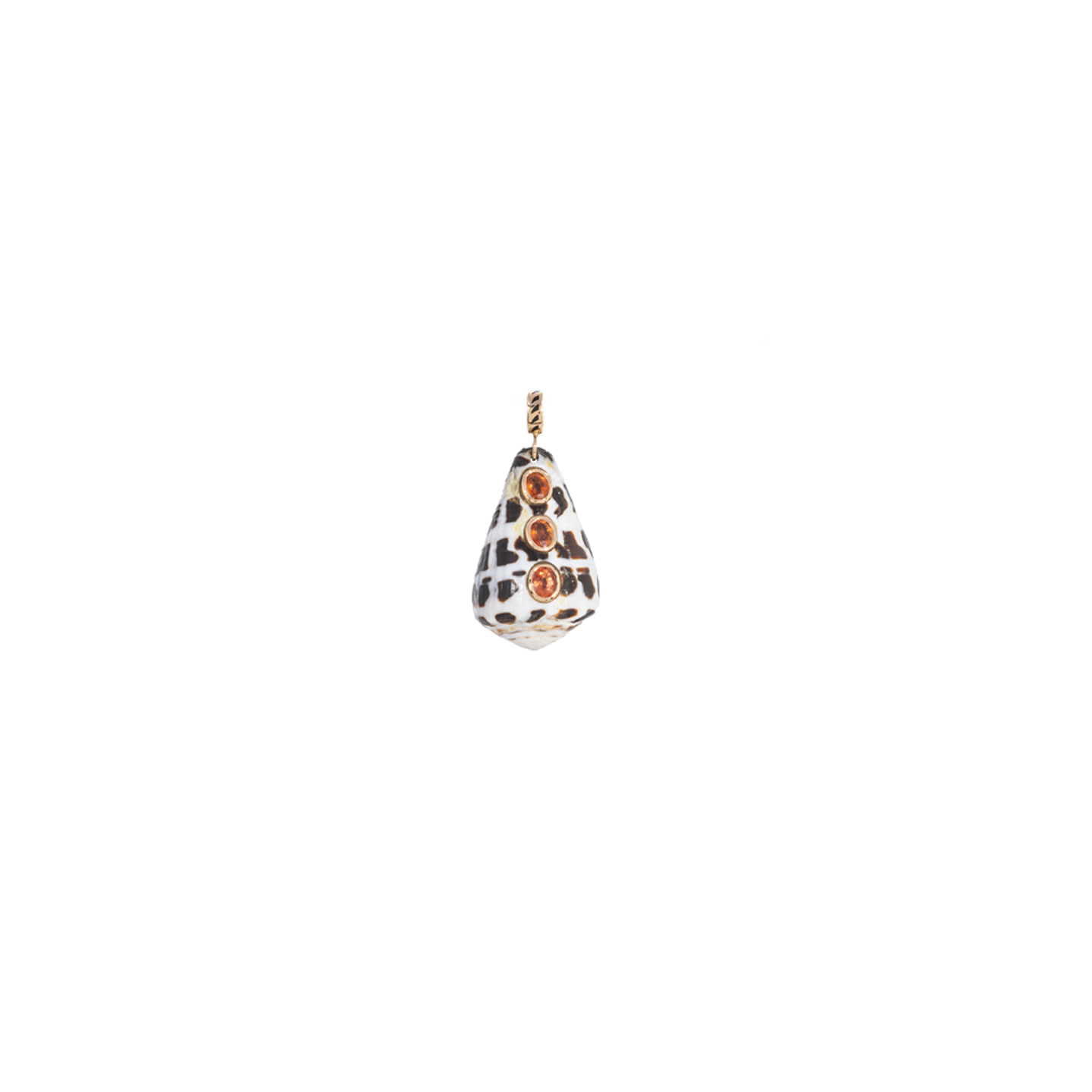Dezso Black Cord Necklace with Conus Shell Charm with Sapphires