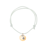 Dezso Natural Anadara Shell Charm with Blue Sapphire on Grey Cord Necklace