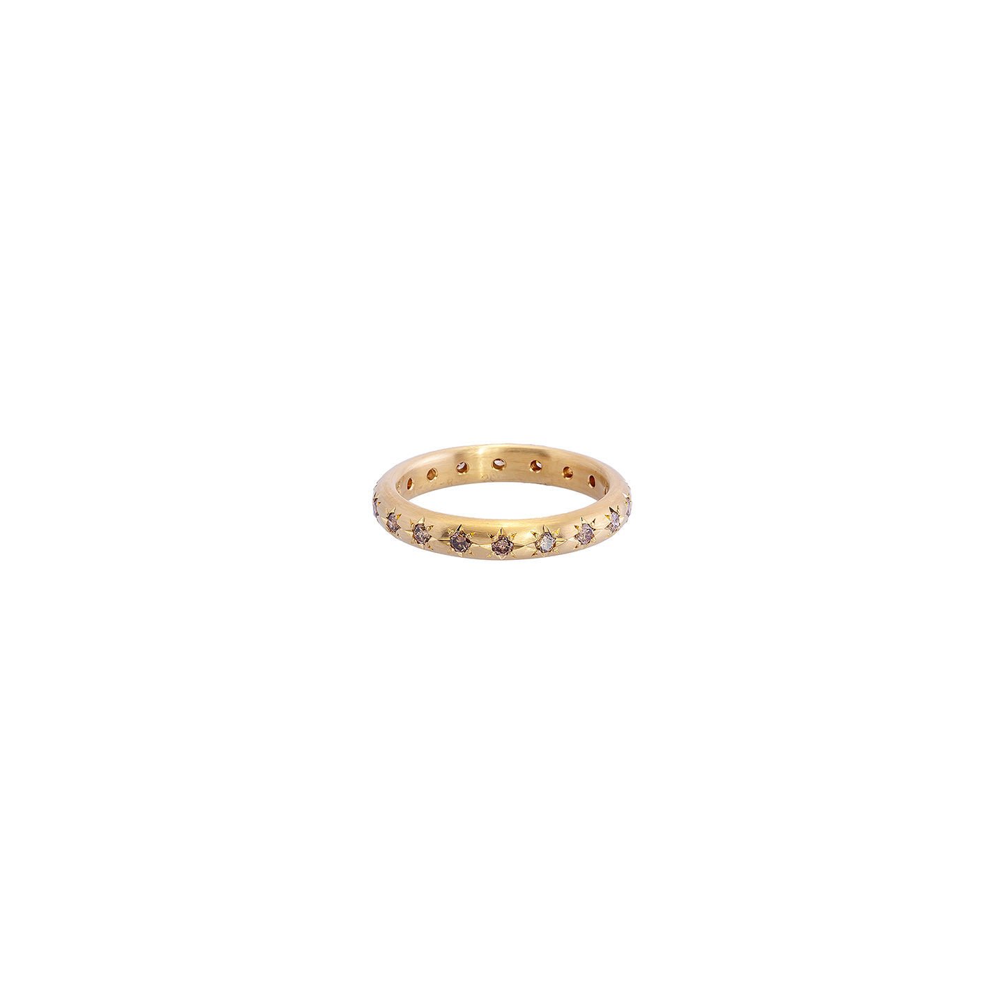 Caroline Ellen Rounded Ring with Star Set Cognac Diamonds