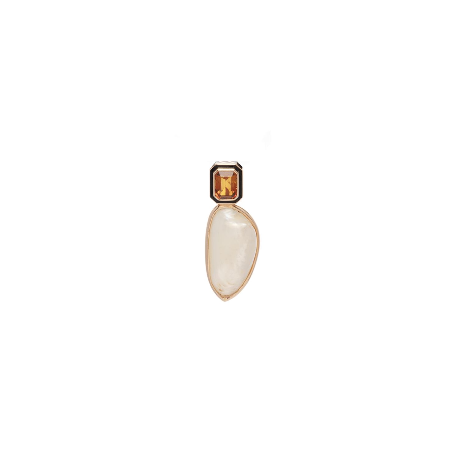 Dezso Leather Cord Necklace with Mother of Pearl & Citrine Pendant