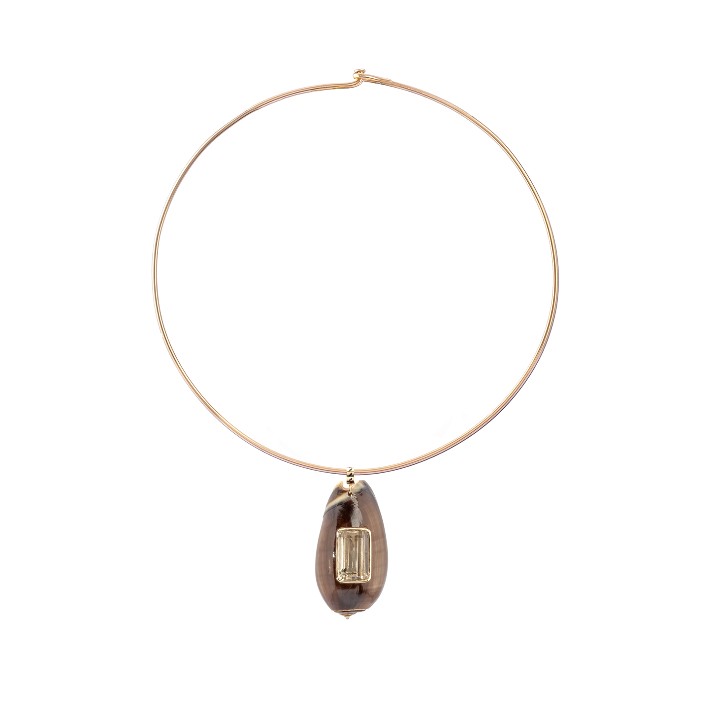 Dezso Sanaya Brown Shell Charm with Aquamarine