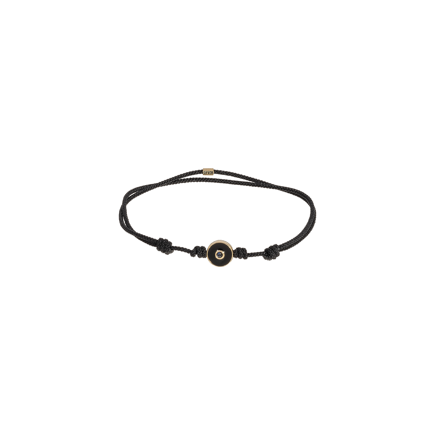 Luis Morais Gold Small Enamel Evil Eye Disk on Cord Bracelet