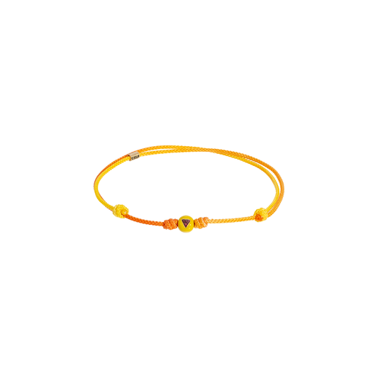 Luis Morais Medium Gold Yellow Enameled Ball Bead with Ruby Trillion on Ombre Cord Bracelet