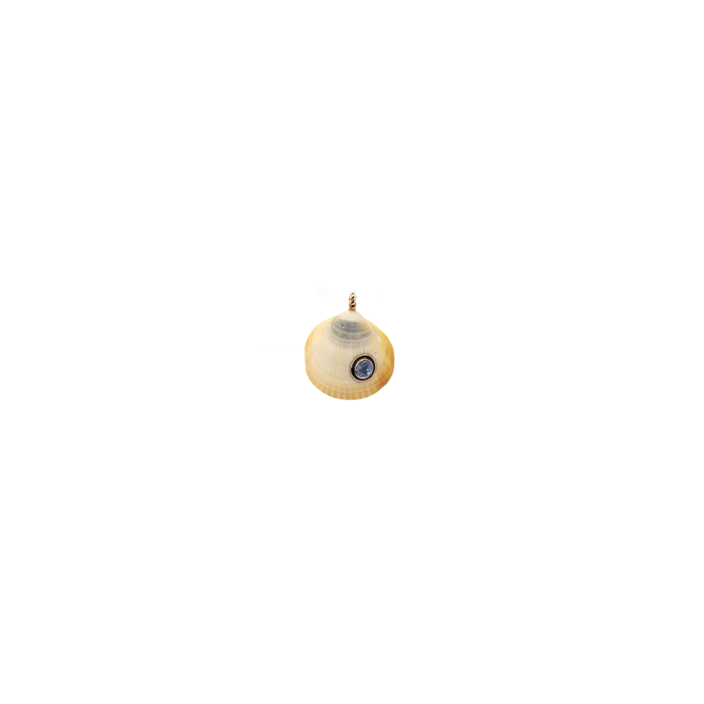 Dezso Natural Anadara Shell Charm with Blue Sapphire on Grey Cord Necklace