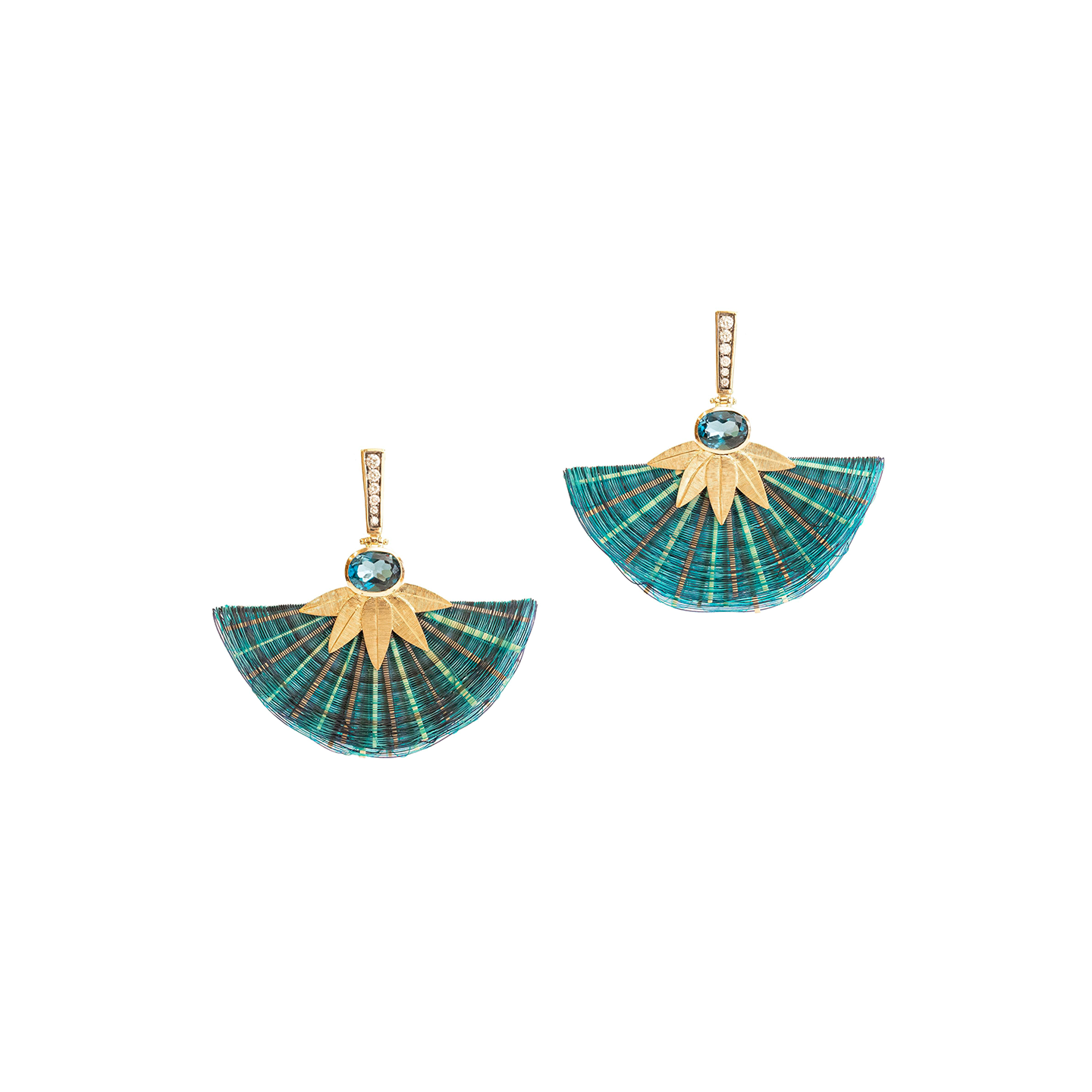 Silvia Furmanovich Half Moon Horse Mane Earrings with Diamond and London Topaz