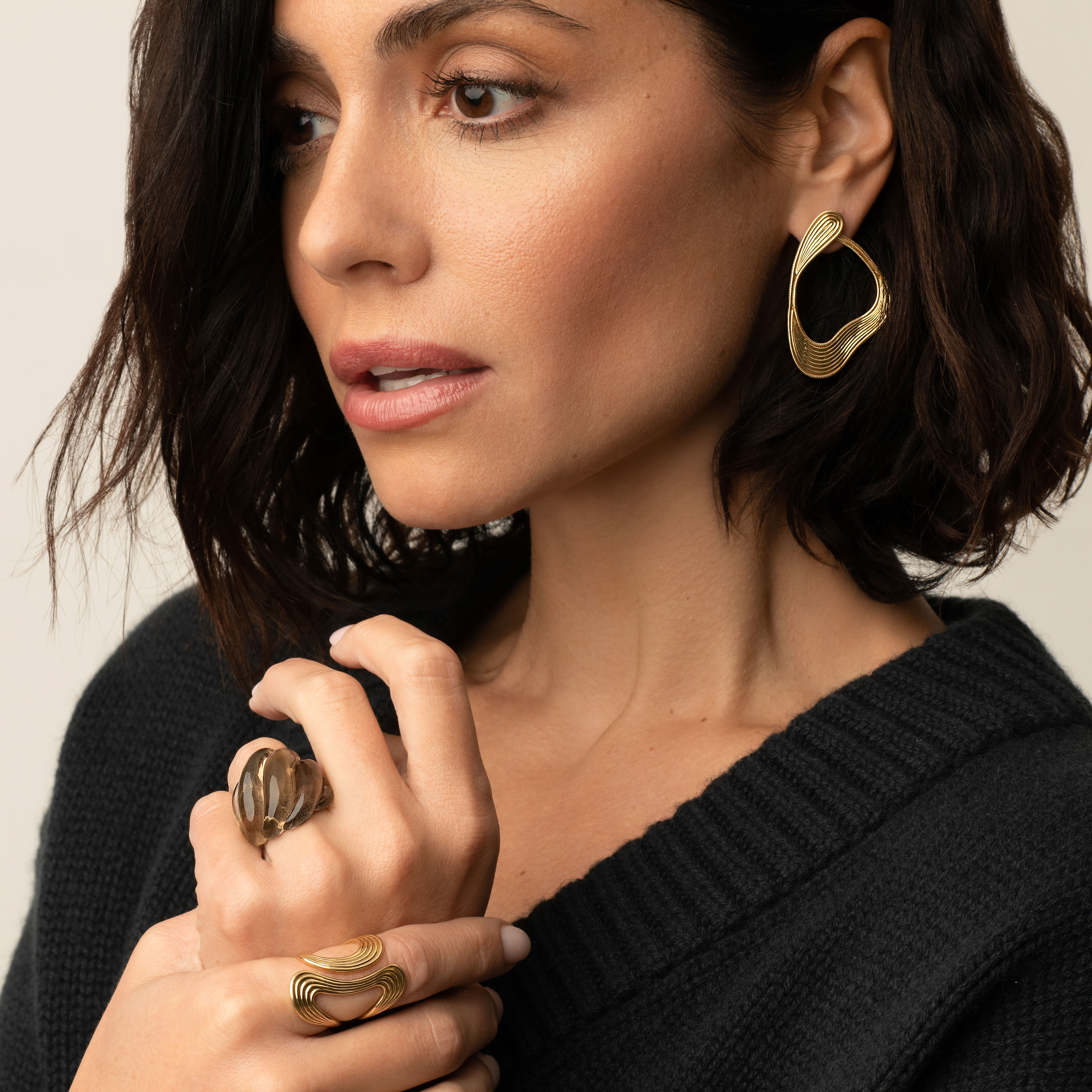 Fernando Jorge 'Stream' Medium Lines Loop Earrings