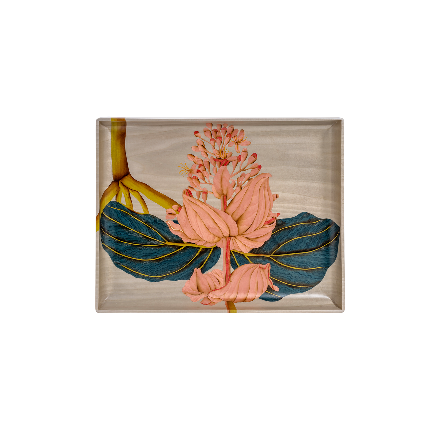 Silvia Furmanovich Marquetry Centerpiece with Medinilla Flower Motif