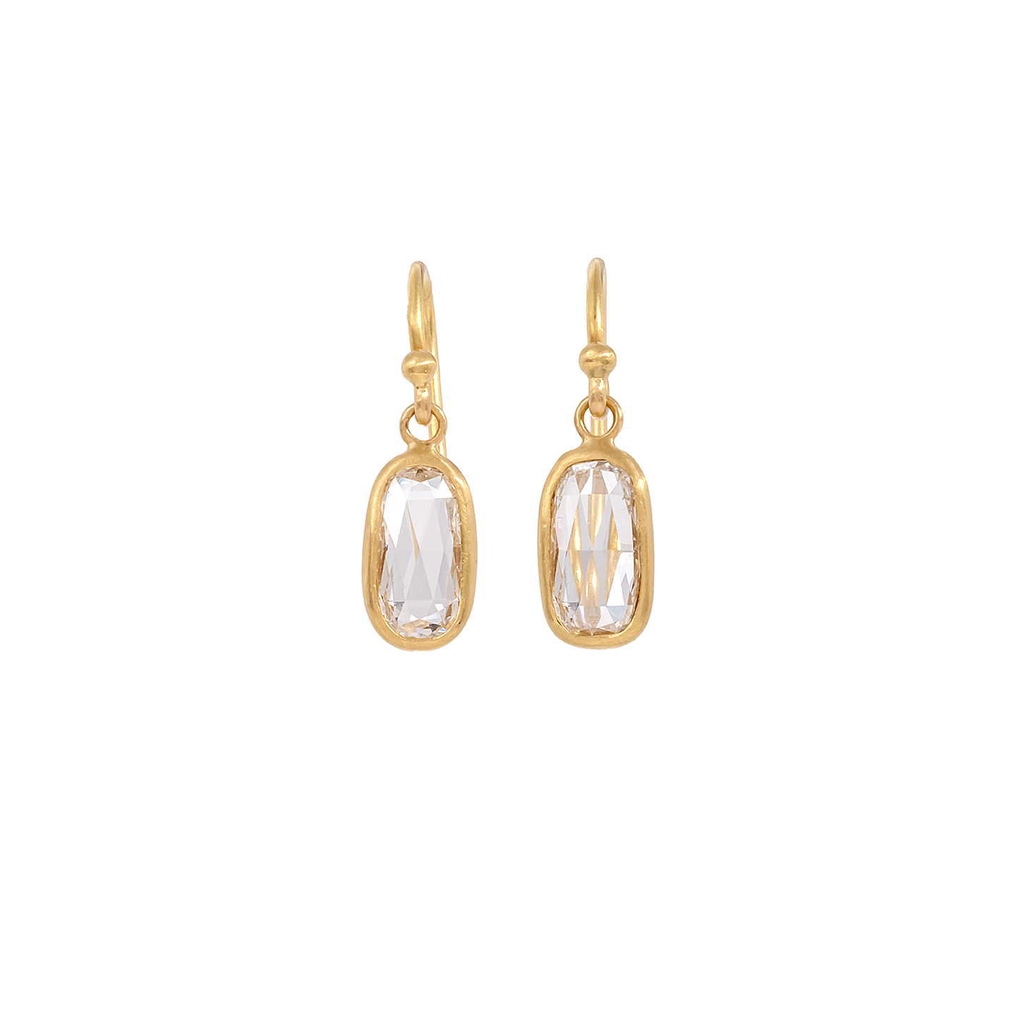Caroline Ellen Rectangular Cushion Rose Cut Diamond Earrings
