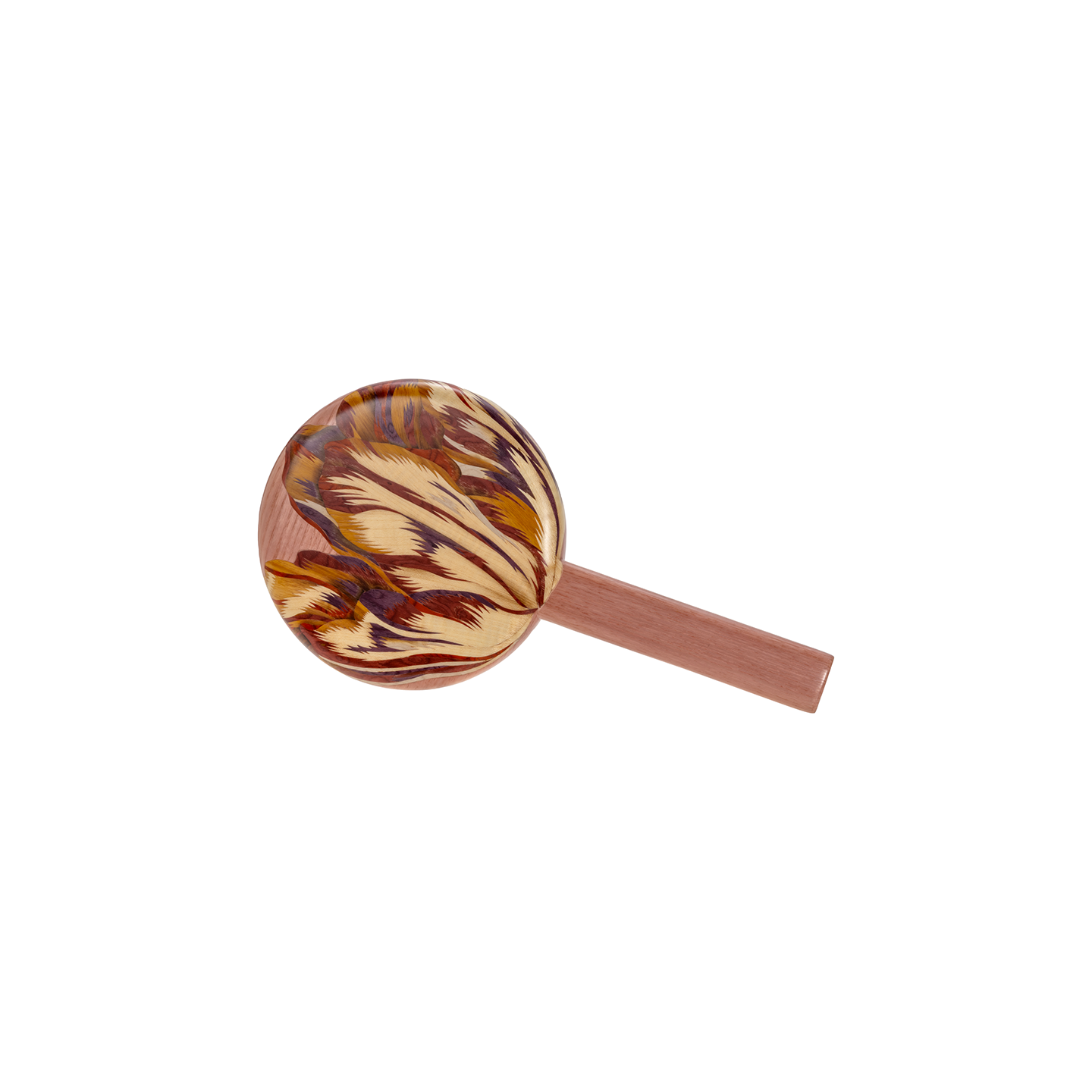 Silvia Furmanovich Marquetry Hand Mirror with Floral Waves Motif