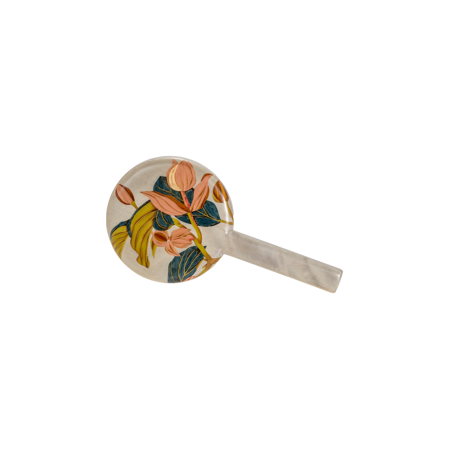 Silvia Furmanovich Marquetry Hand Mirror with Medillina Flower Motif