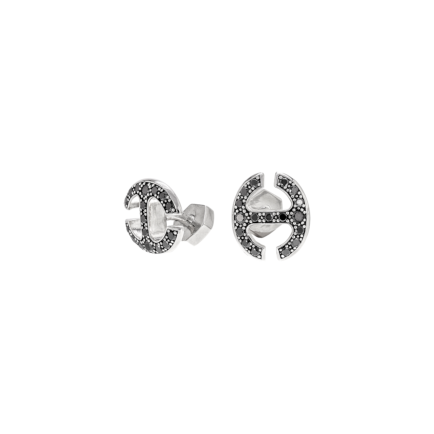 Hoorsenbuhs Mono Link Cufflinks in Sterling with Black Diamonds