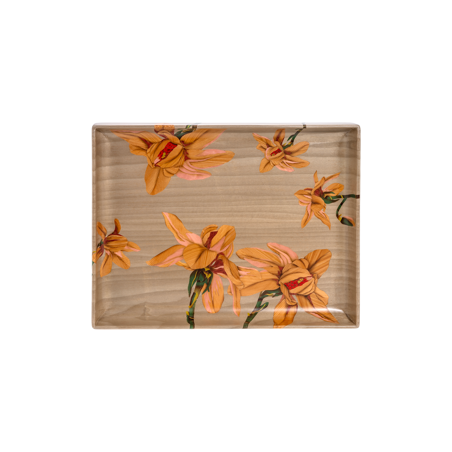Silvia Furmanovich Marquetry Centerpiece with Magnolia Flower Motif