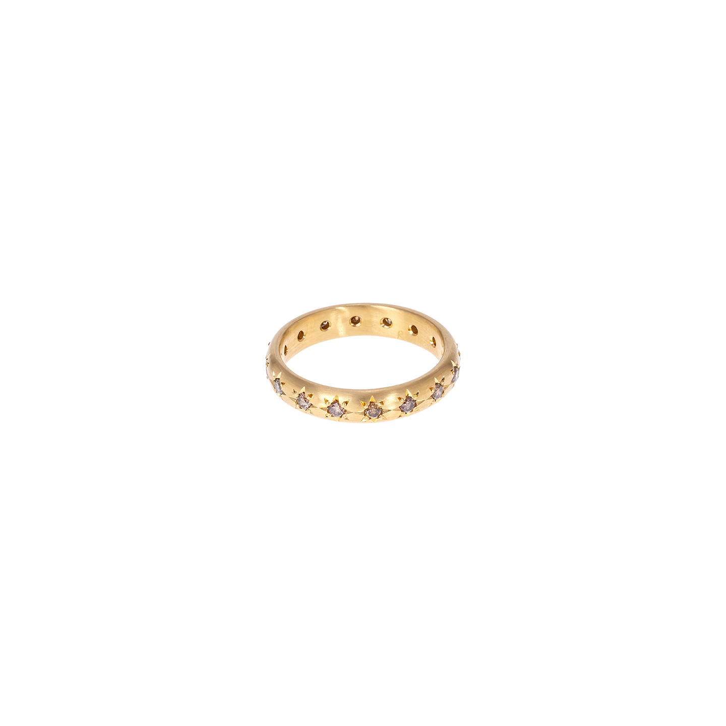 Caroline Ellen Semi Rounded Ring with Star Set Cognac Diamonds