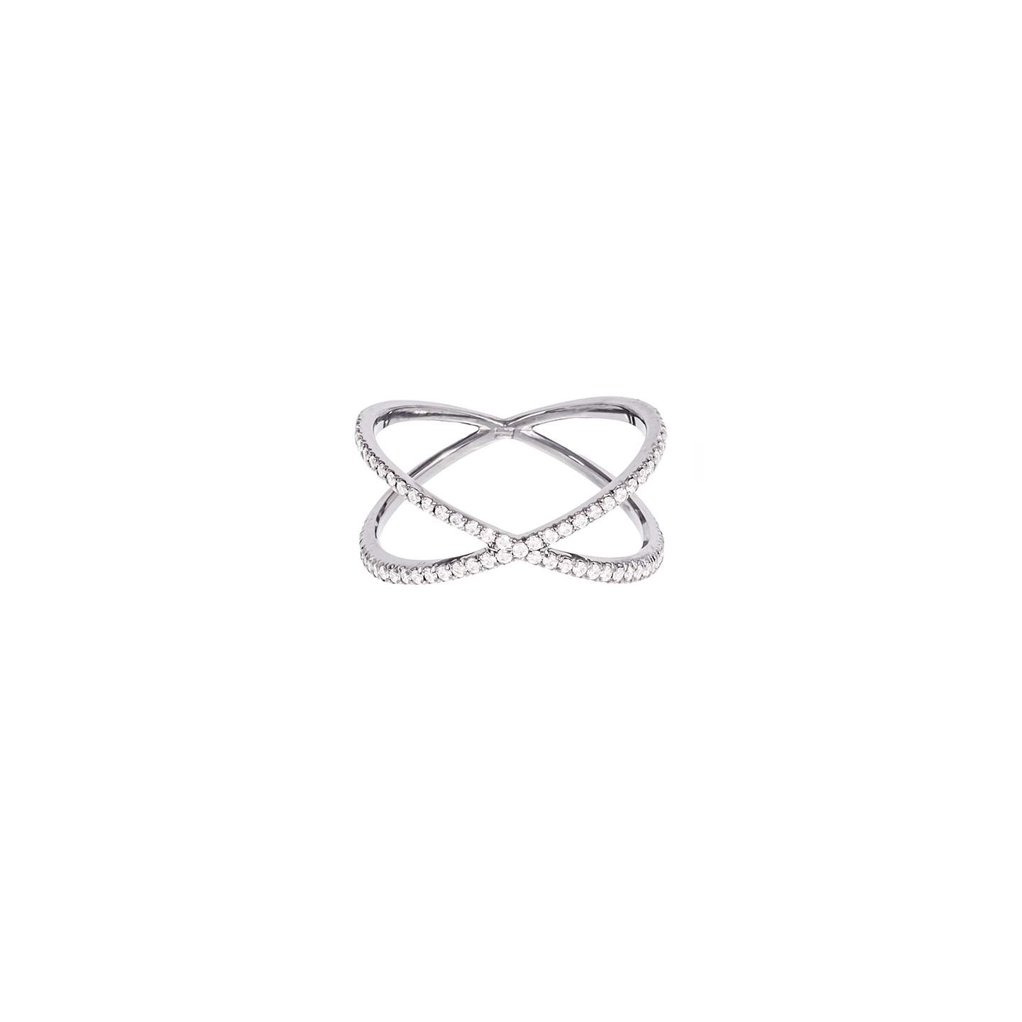 Eva Fehren Fine Shorty X Ring with White Diamonds