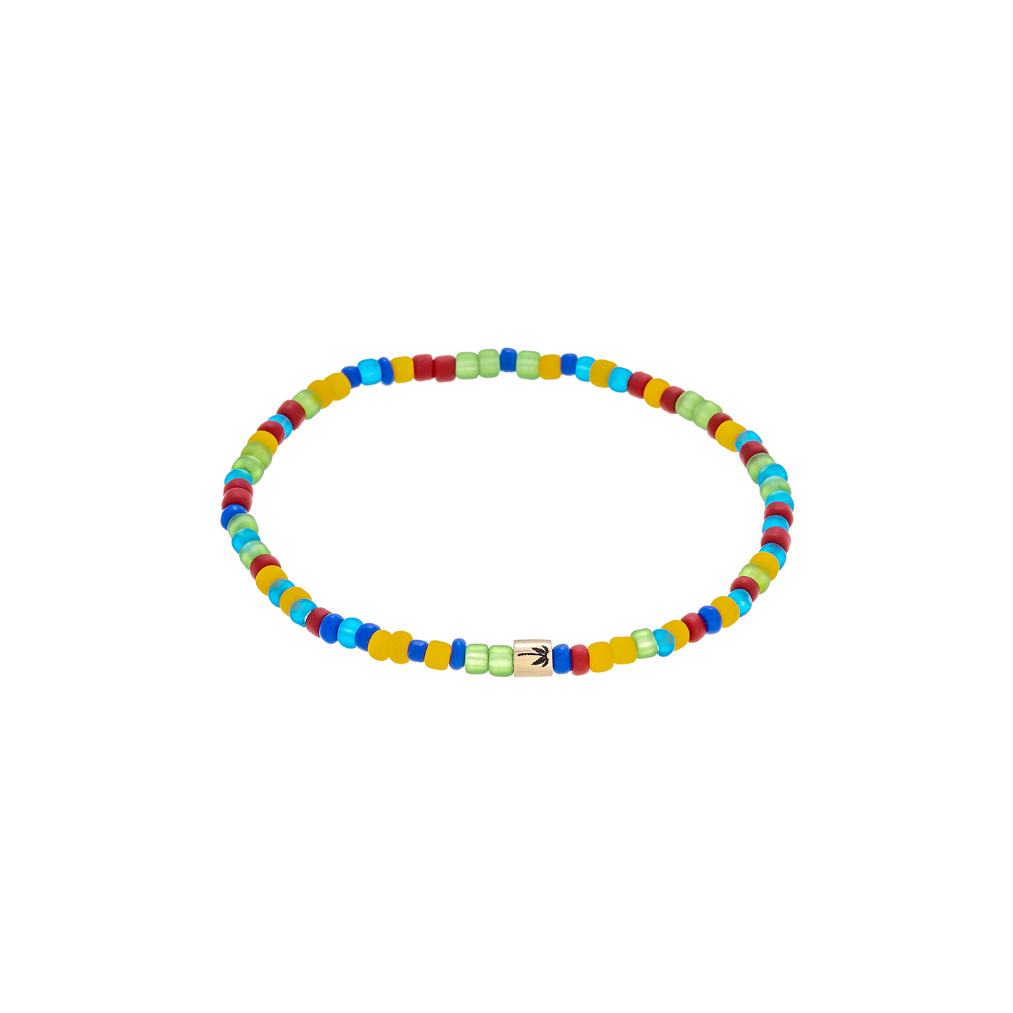Luis Morais Short Roll Bead with Enamel Palm Tree on Beaded Bracelet