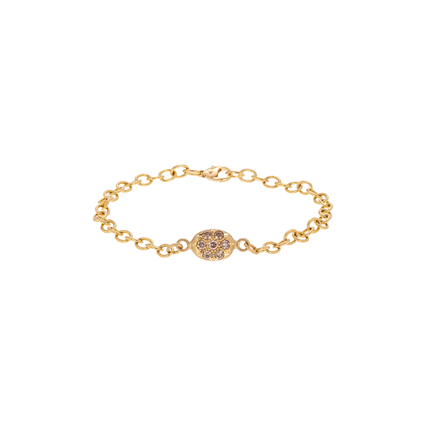 Caroline Ellen Small Link Bracelet with Large Pave Cognac Diamond Nugget