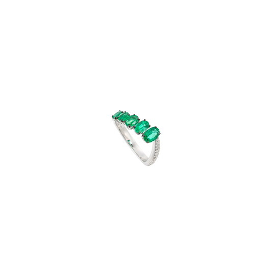 Nikos Koulis 'Oui' Ring with Oval Emeralds and Diamonds