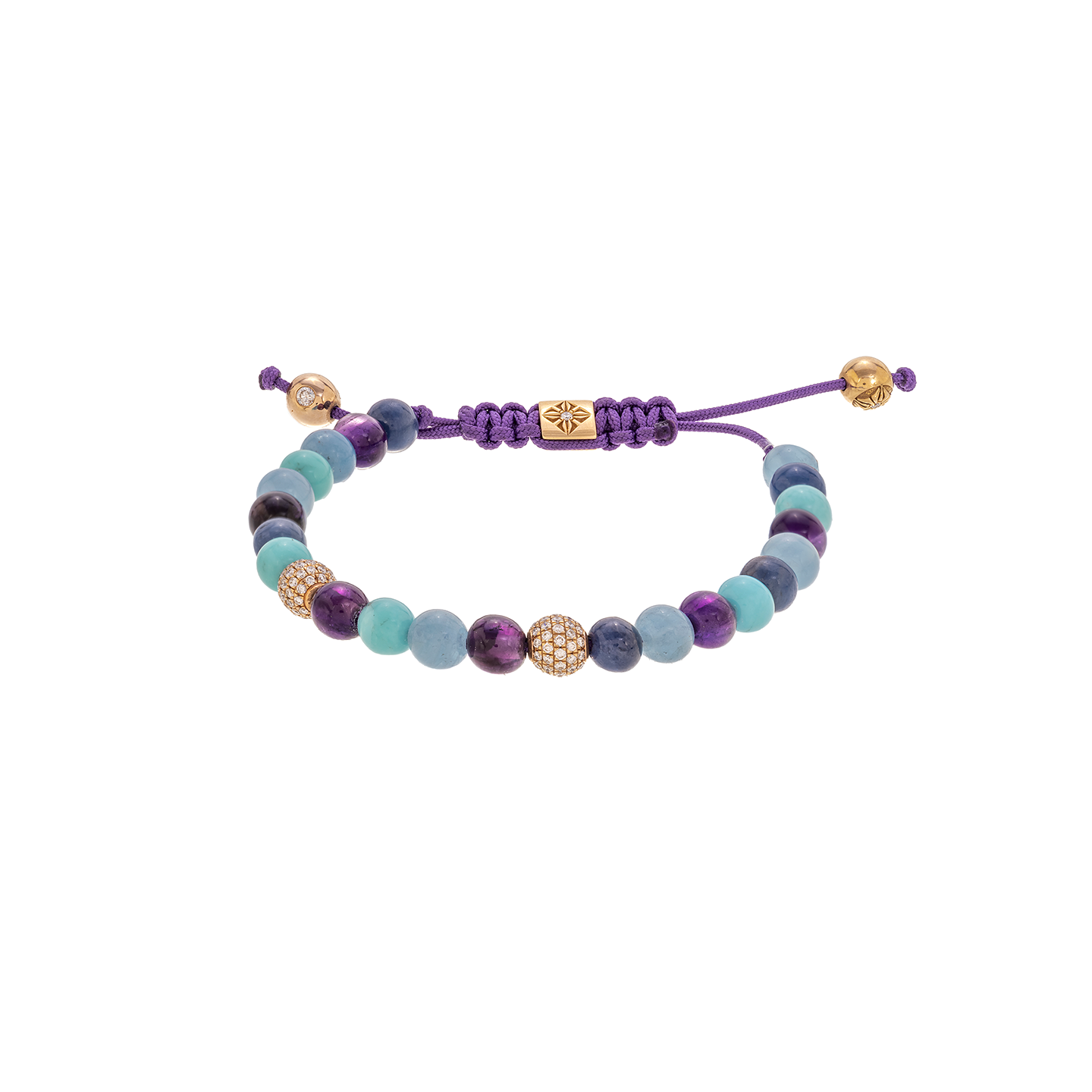 Shamballa Jewels 6mm Non- Braided Bracelet with Rose Gold and Multi Gemstones