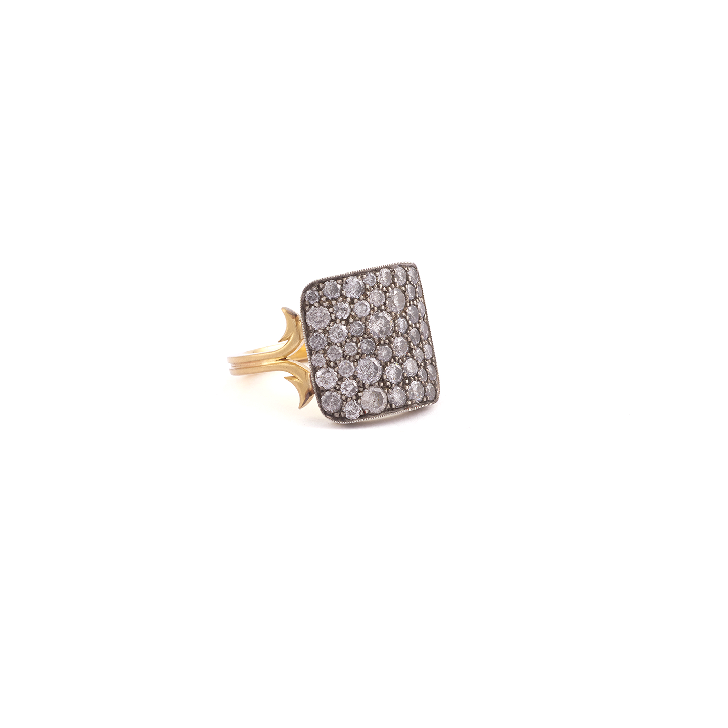 Sylva & Cie Square Ten Table Ring with Grey Diamonds