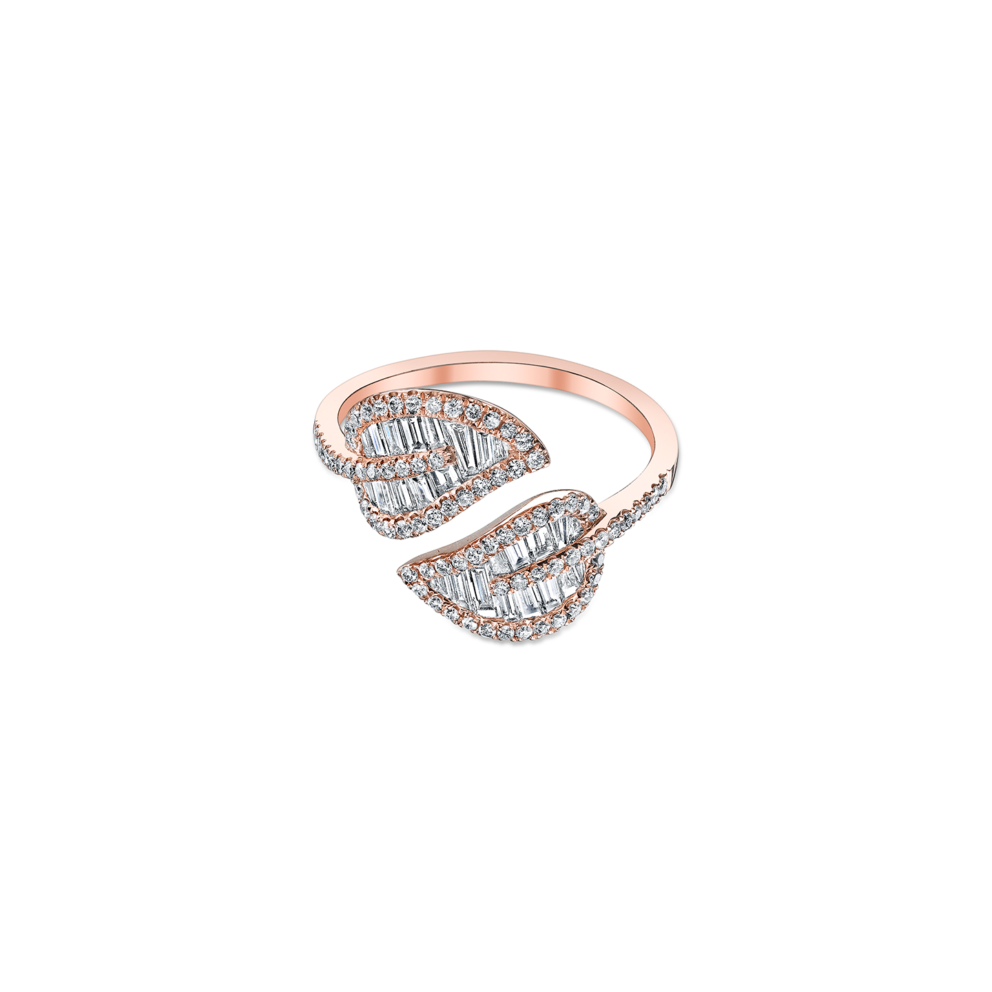 18K Rose Gold Small Leaf Ring Diamond Ring Anita Ko Rings