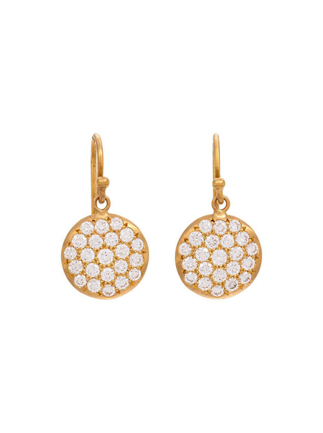Caroline Ellen Medium Pave Lentil Earrings