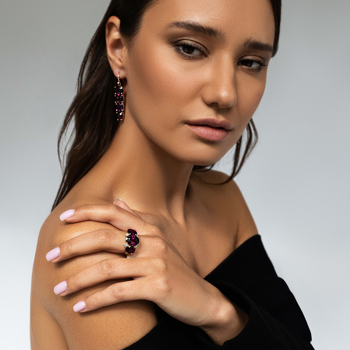 Irene Neuwirth Gemmy Gem One-of-a-Kind Three Stone Garnet Ring