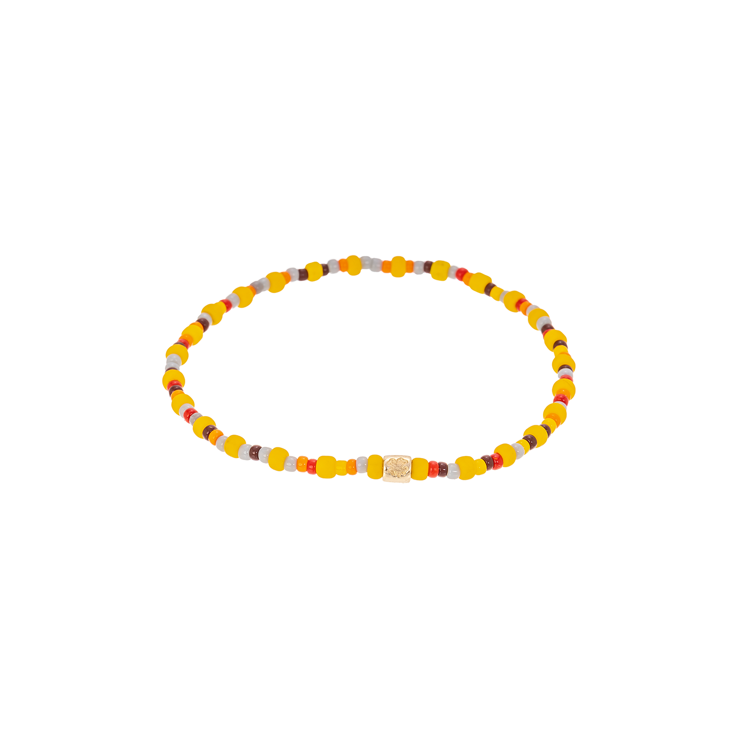 Luis Morais Short Roll Bead with Clover Symbol on Beaded Bracelet
