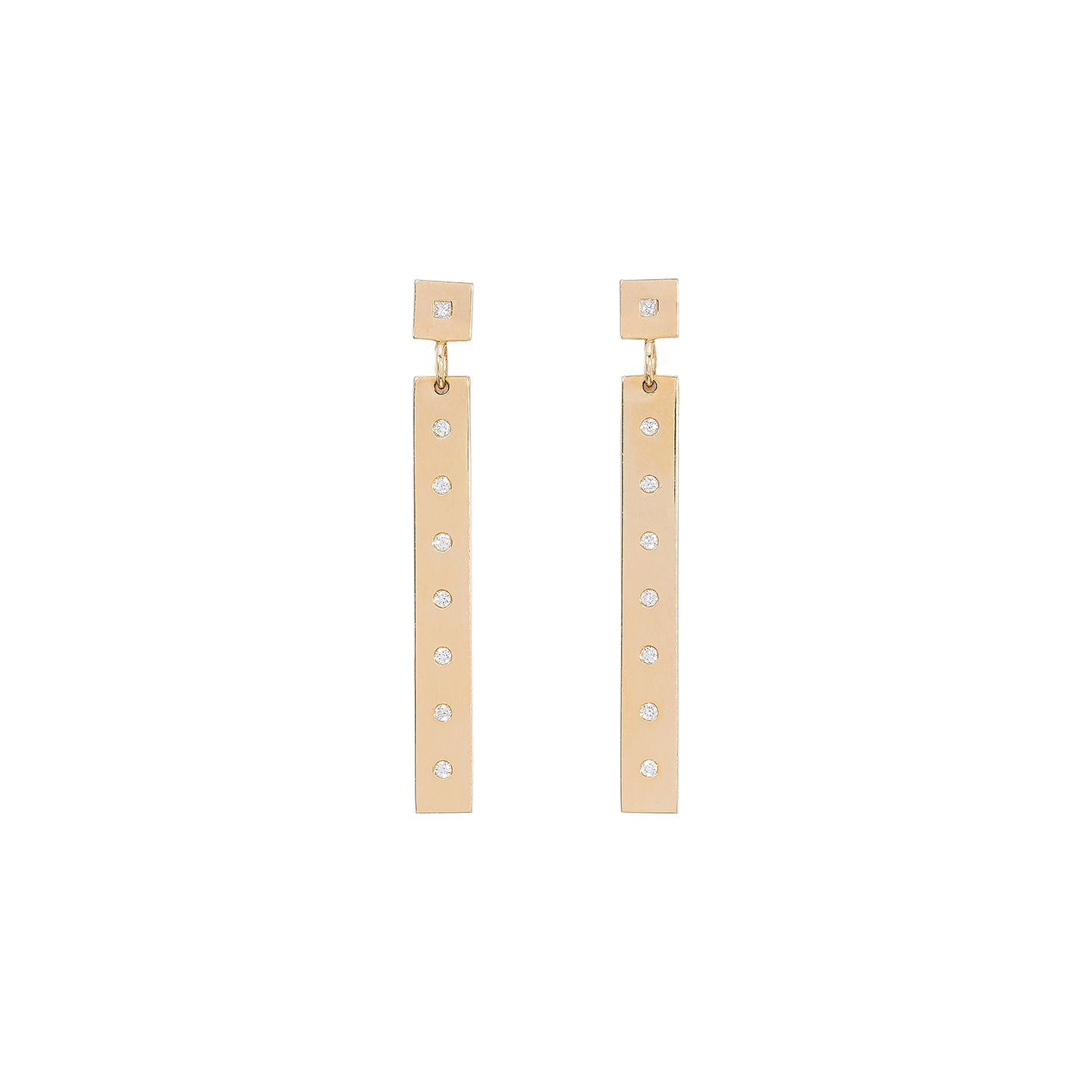 Nancy Newberg Gold and Diamond Bar Earrings