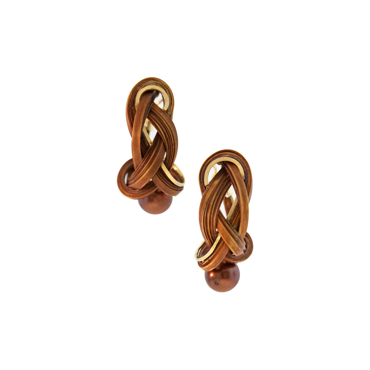 Silvia Furmanovich Bamboo Earrings with Brown Pearl