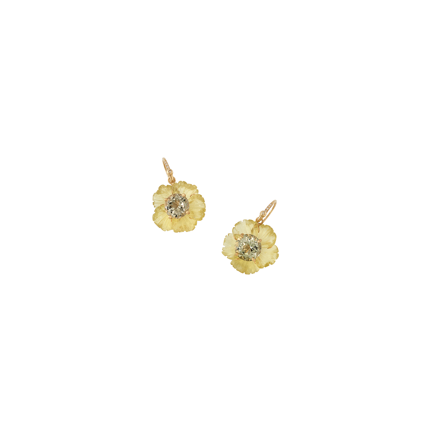 Irene Neuwirth 'Tropical Flower' One-of-a-Kind Carved Beryl & Tourmaline Earrings