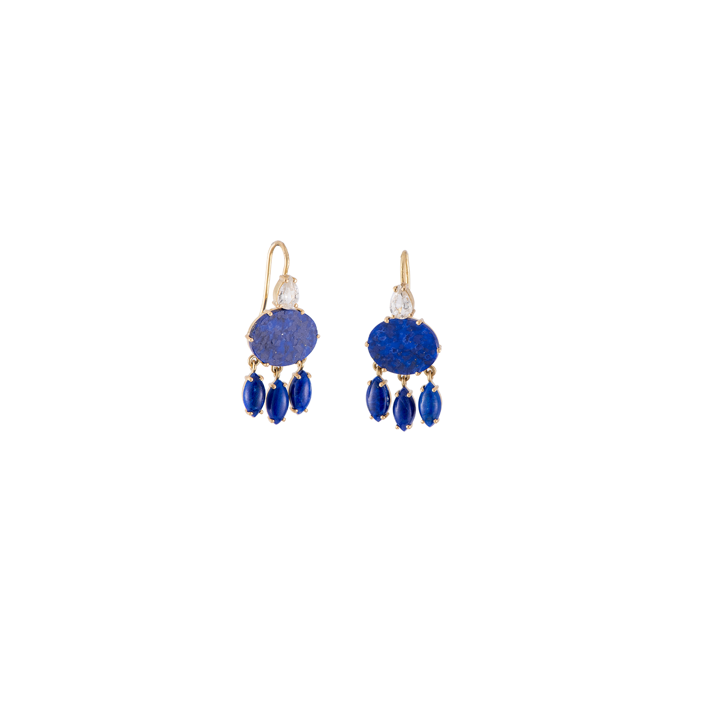 Sylva & Cie Lapis and White Sapphire Earrings