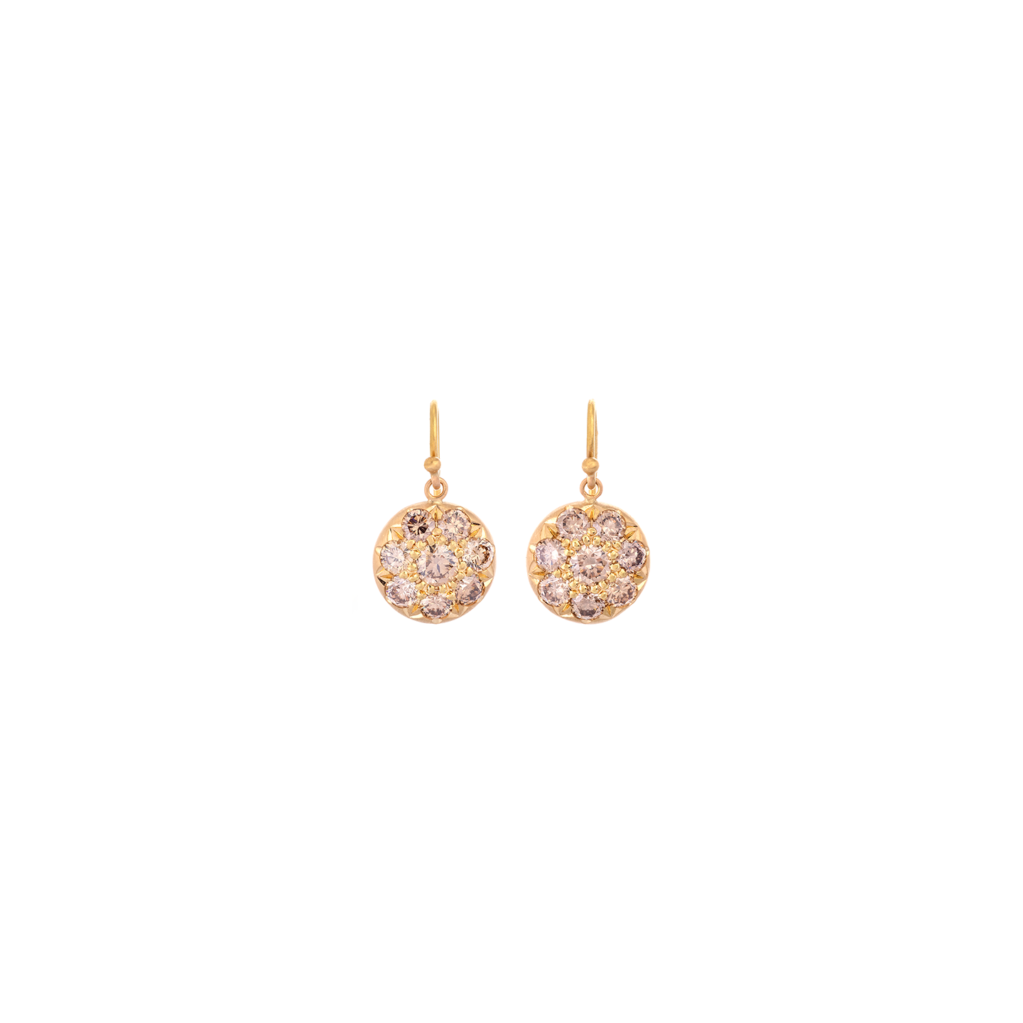 Caroline Ellen Pave Cognac Diamond Lentil Earrings