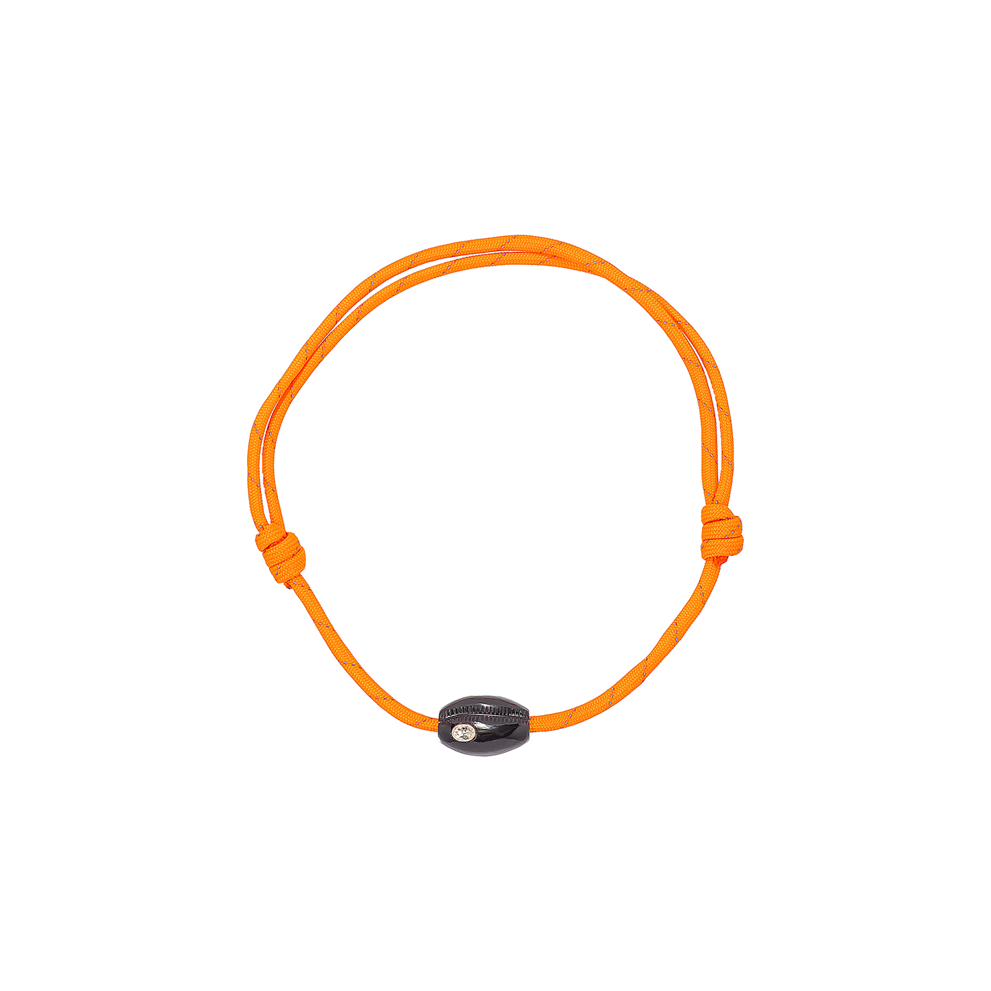 Dezso Classic Onyx Cowrie Bead with Sillimanite on Orange Cord Necklace