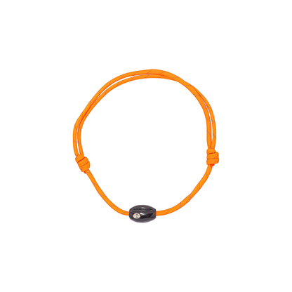 Dezso Classic Onyx Cowrie Bead with Sillimanite on Orange Cord Necklace