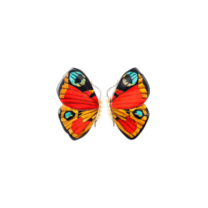 Silvia Furmanovich Medium Butterfly Marquetry Earrings with Diamonds