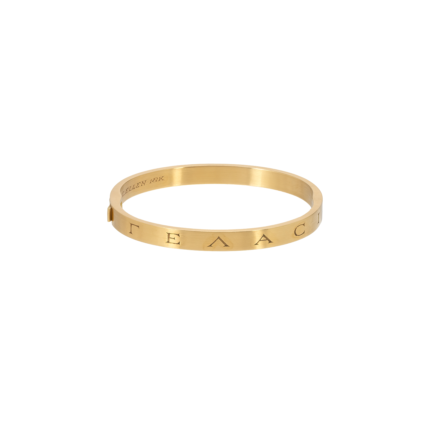 Caroline Ellen Engraved Hinged Bangle "Luck and Laughter"