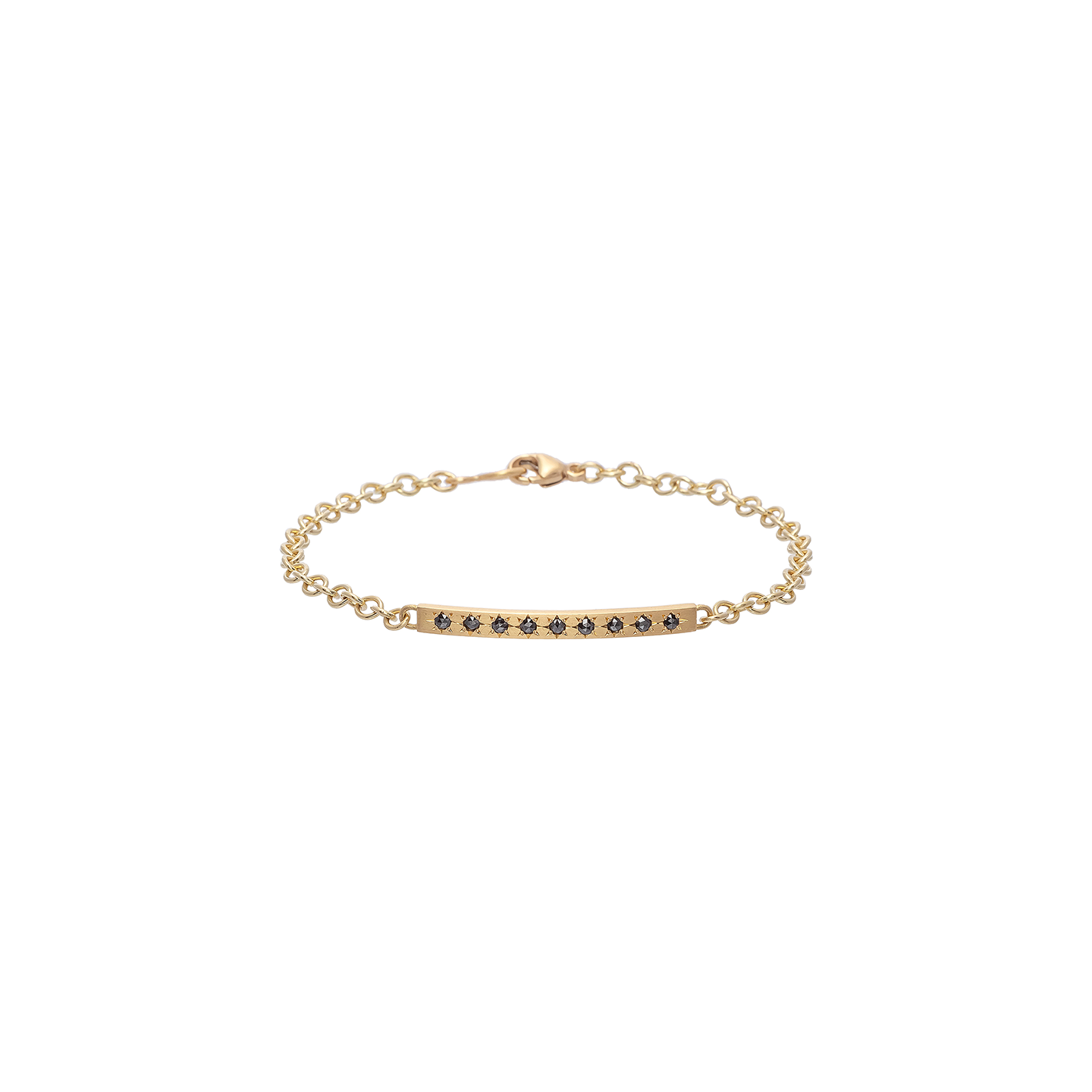 Caroline Ellen Bar Bracelet with Star Set Black Diamonds