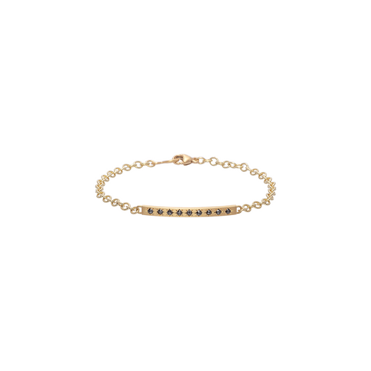 Caroline Ellen Bar Bracelet with Star Set Black Diamonds