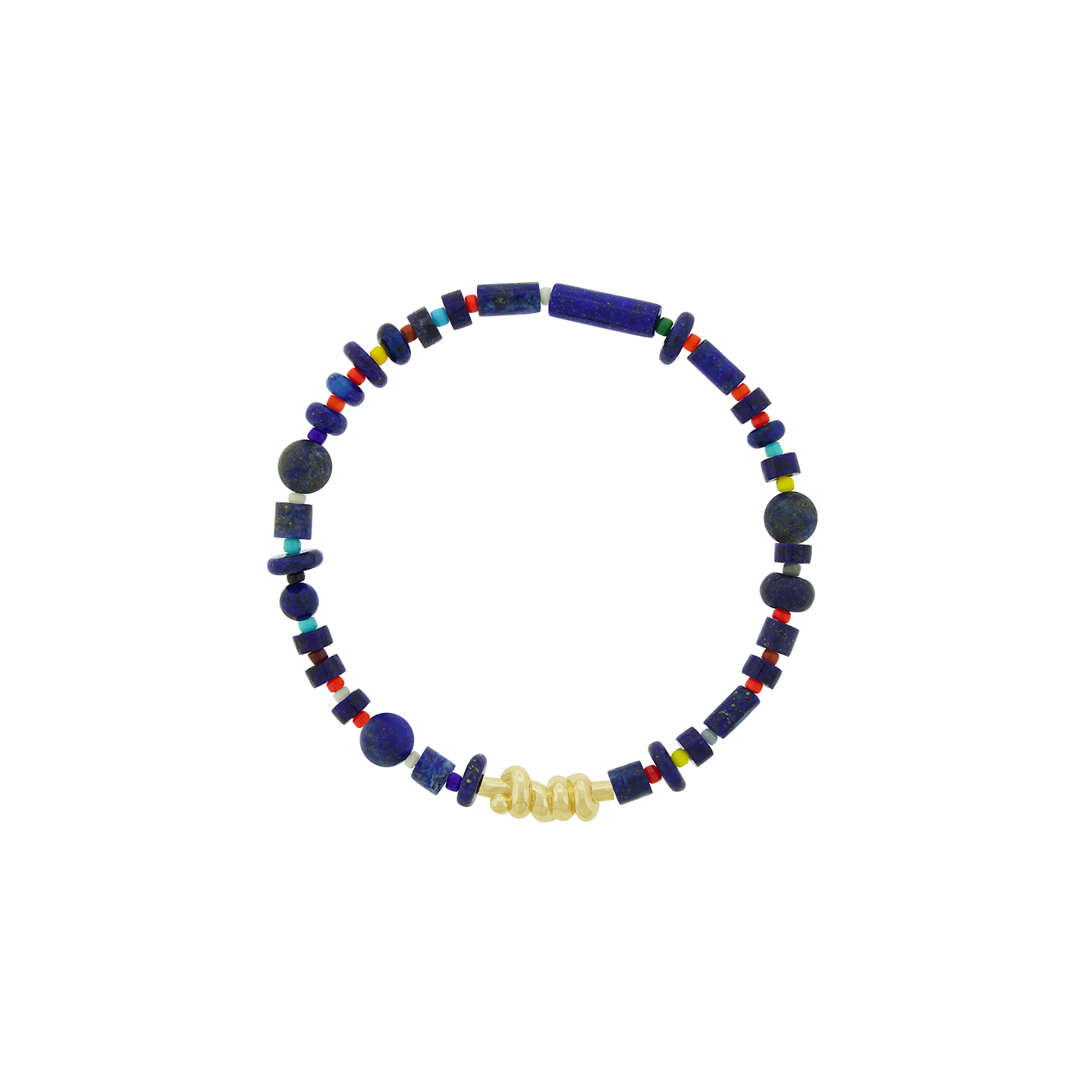 Luis Morais Entangled Knot on a Gemstone and Glass Beaded Bracelet