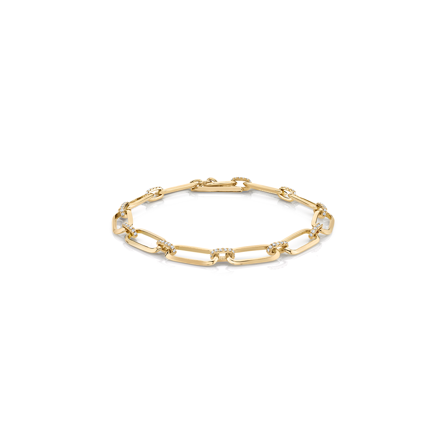 Lizzie Mandler Knife Edge Flat Link Bracelet with Pave Bridges