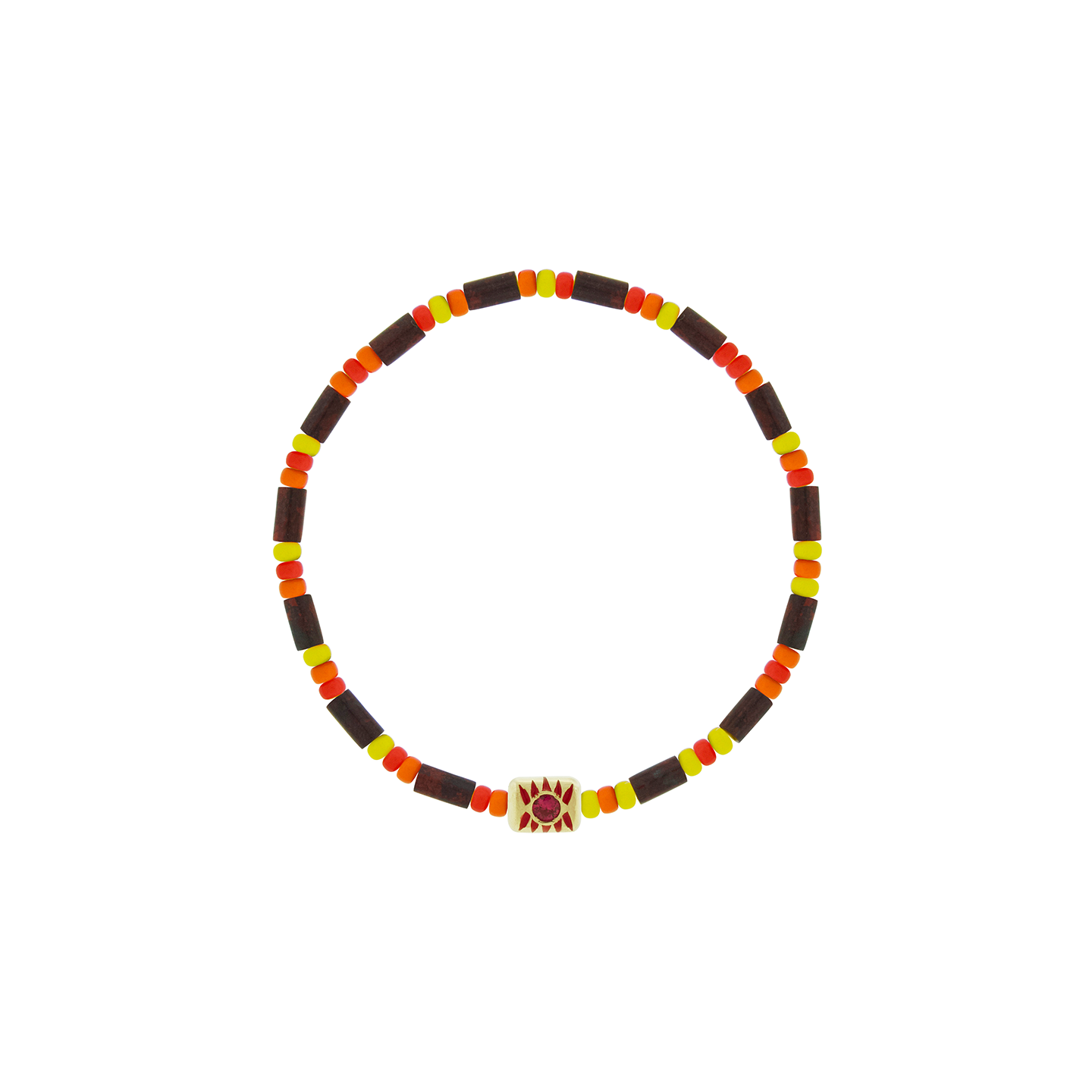 Luis Morais Enameled Ruby Ingot on Beaded Bracelet