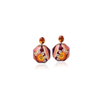 Silvia Furmanovich Marquetry Flower Motif Earrings with Diamond and Citrine