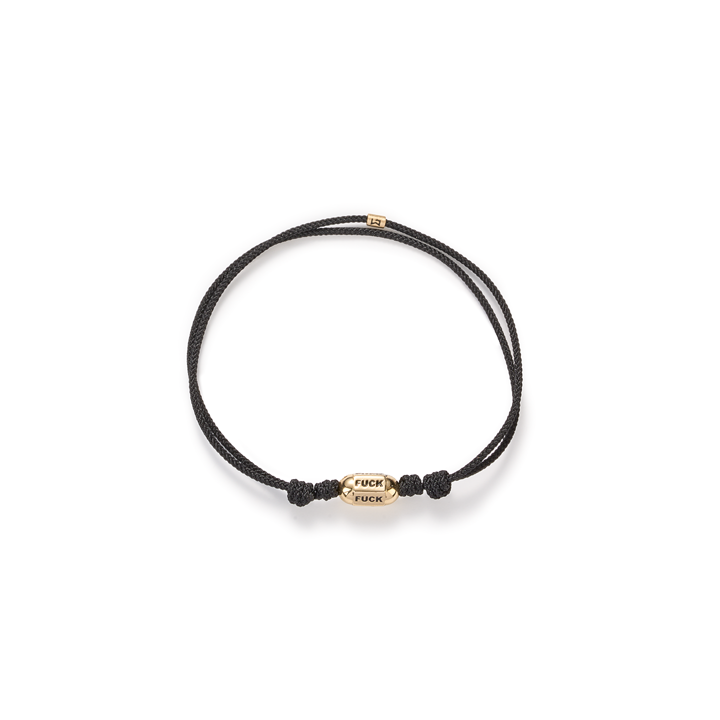 Luis Morais 'Fuck' Bolt Bead on Black Cord Bracelet
