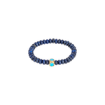 Luis Morais Large Gold Lego Cube on Gemstone Beaded Bracelet