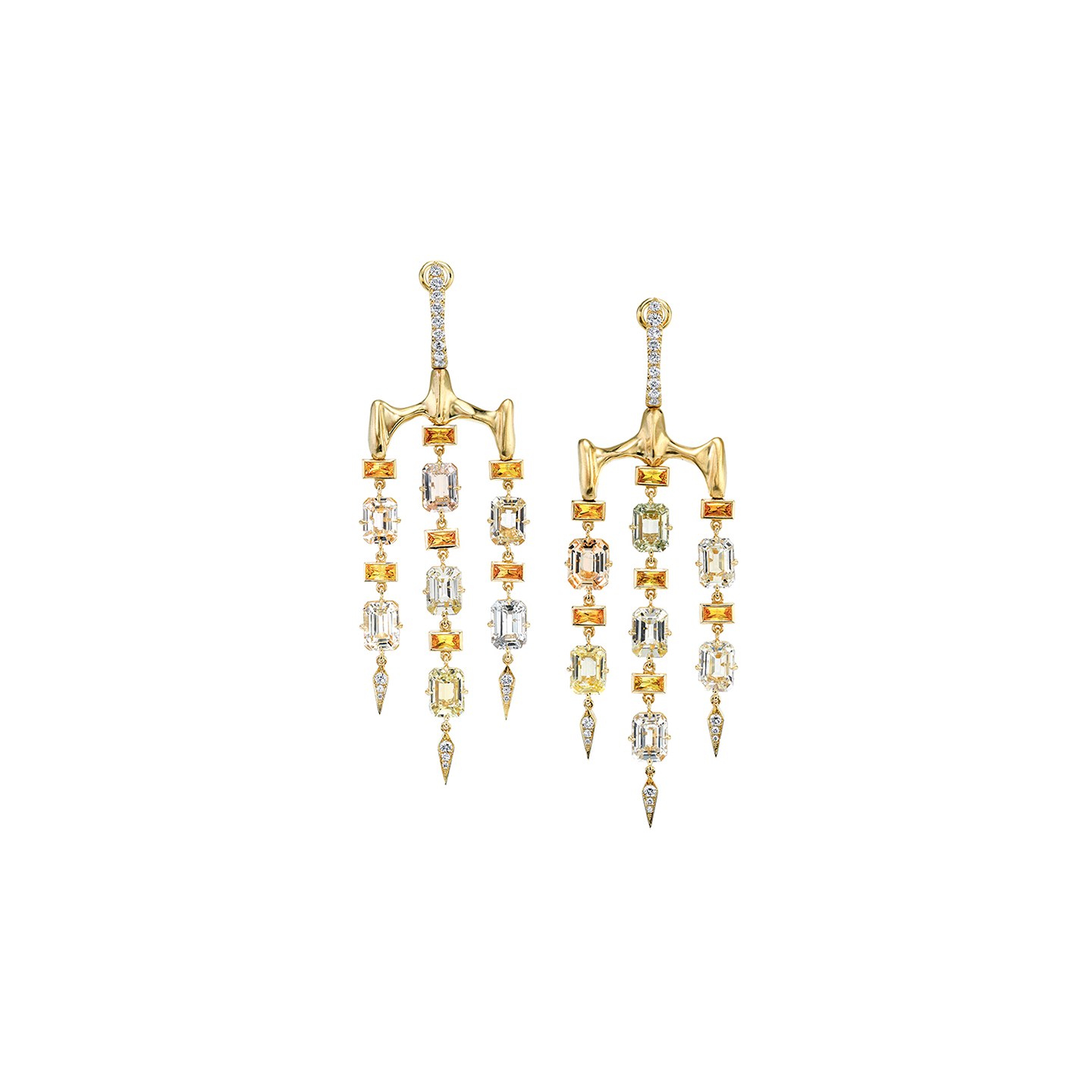 VRAM One-of-a-Kind Sapphire and Diamond Chrona Chandelier Earrings