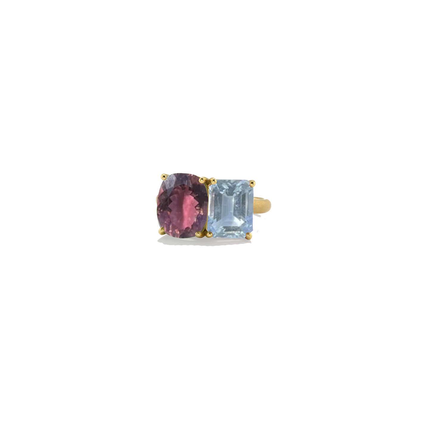 Irene Neuwirth One-of-a-Kind 'Gemmy Gem' Pink Tourmaline and Aquamarine Two Stone Ring