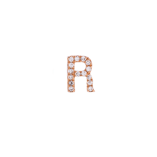 Kai Linz Diamond Initial 'R' Single Stud Earring