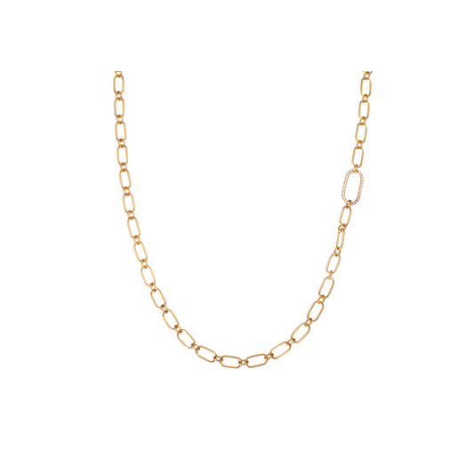 Caroline Ellen Long Chubby Paperclip Chain with Pave Diamond Link