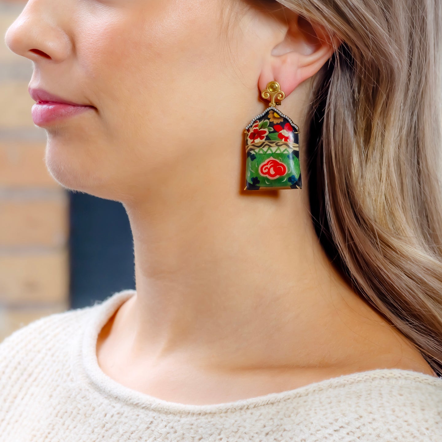 Silvia Furmanovich Black Marquetry Peridot Earrings