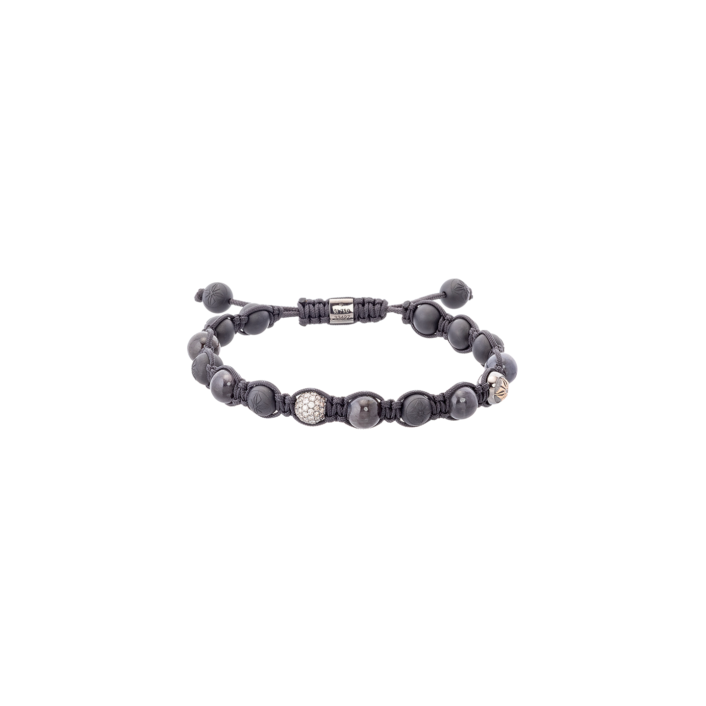 Shamballa Jewels 8mm Ceramic and Grey Sapphire Braided Bracelet